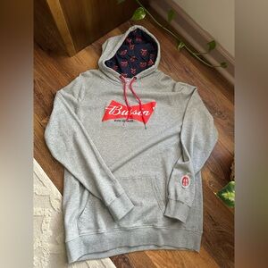 Gray Hoodie with Red Accents by Barstool Sports